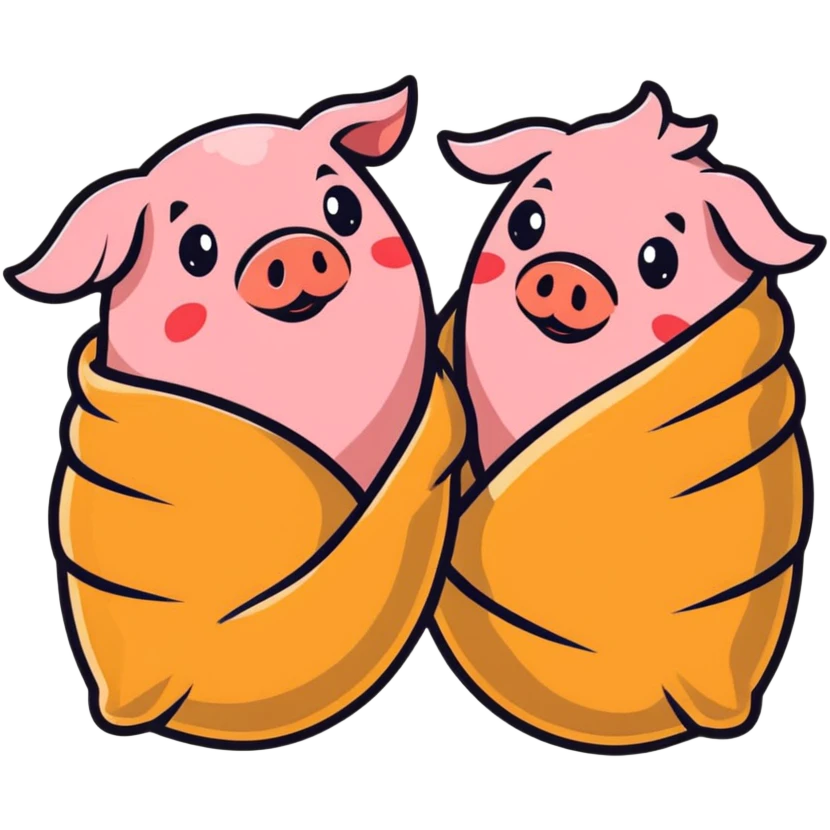delicious pigs in a blanket appetizer with a cute face emoji