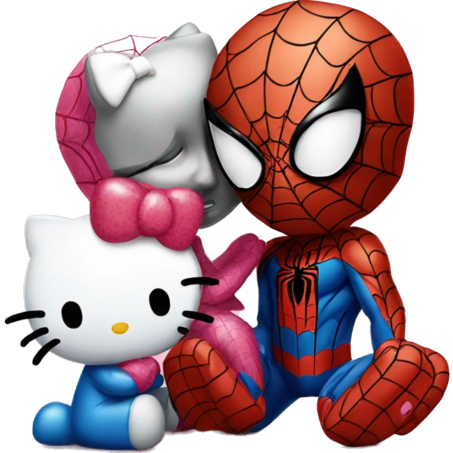 Spiderman and hello kitty kissing  emoji