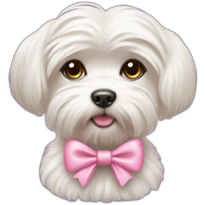 Maltese dog pink bow emoji