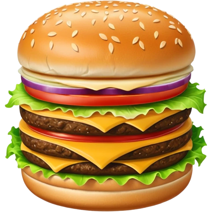 single cheeseburger with ketchup, onion, tomato, lettuce, and mayo emoji