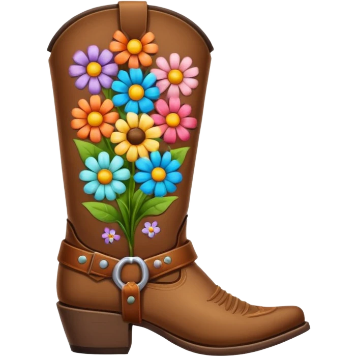 Create a singular cowboy boot filled with flowers emoji