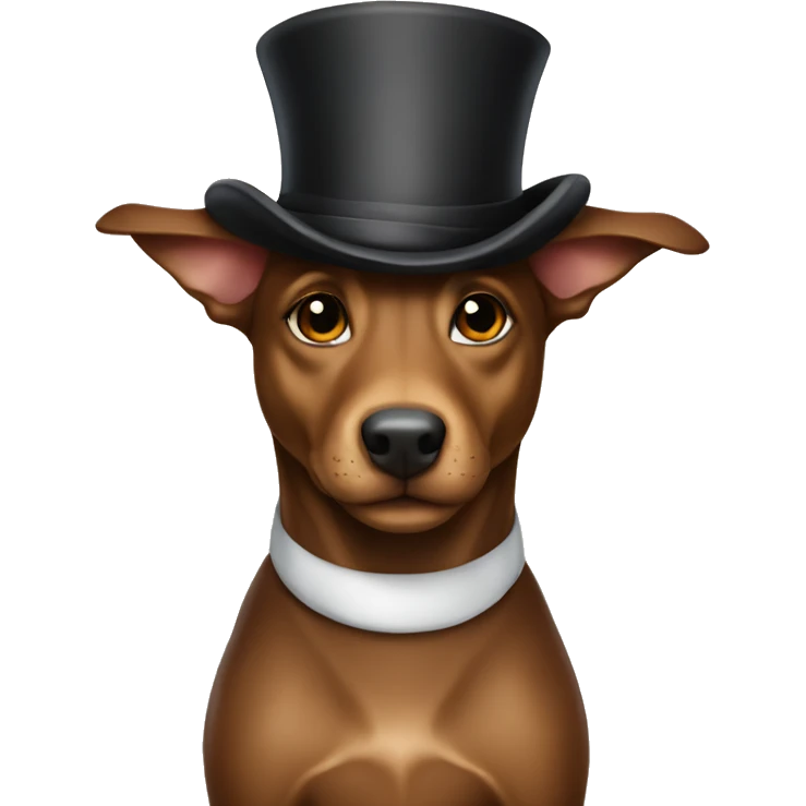 light brown kelpie with top hat emoji