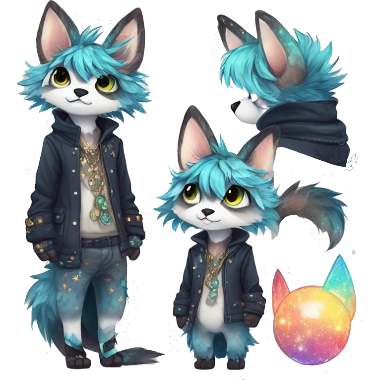 Cool cute Kawaii edgy fantasy animal sparkle fursona Fionbri by griffsnuff & LiLaiRa & Falvie full body emoji