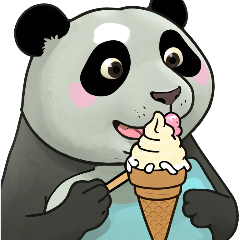 Panda eating ice cream emoji