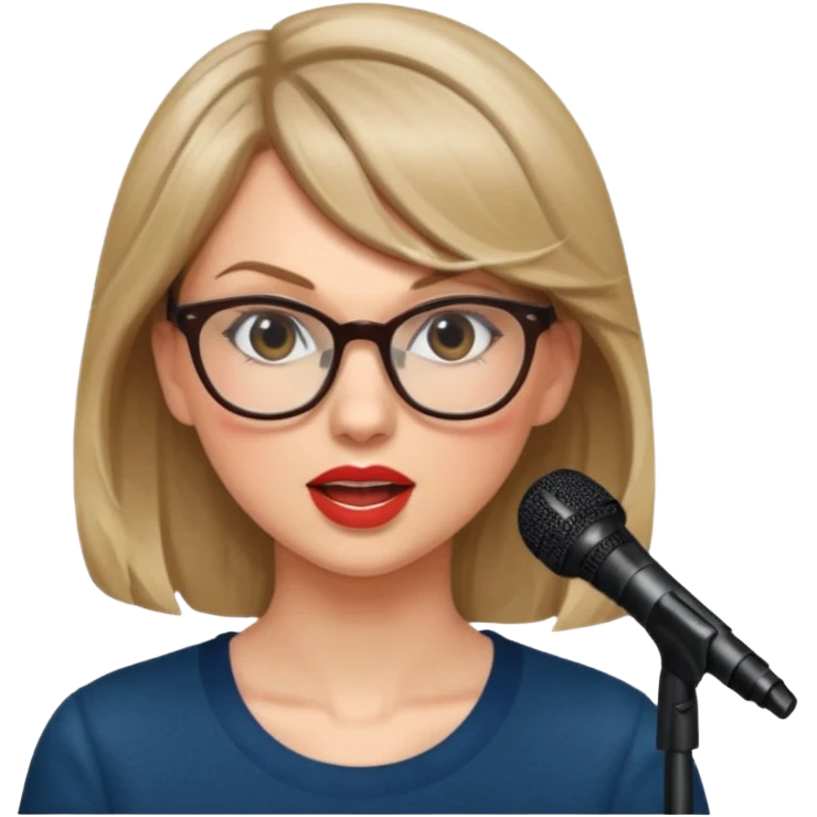 taylor swift with glasses singing emoji