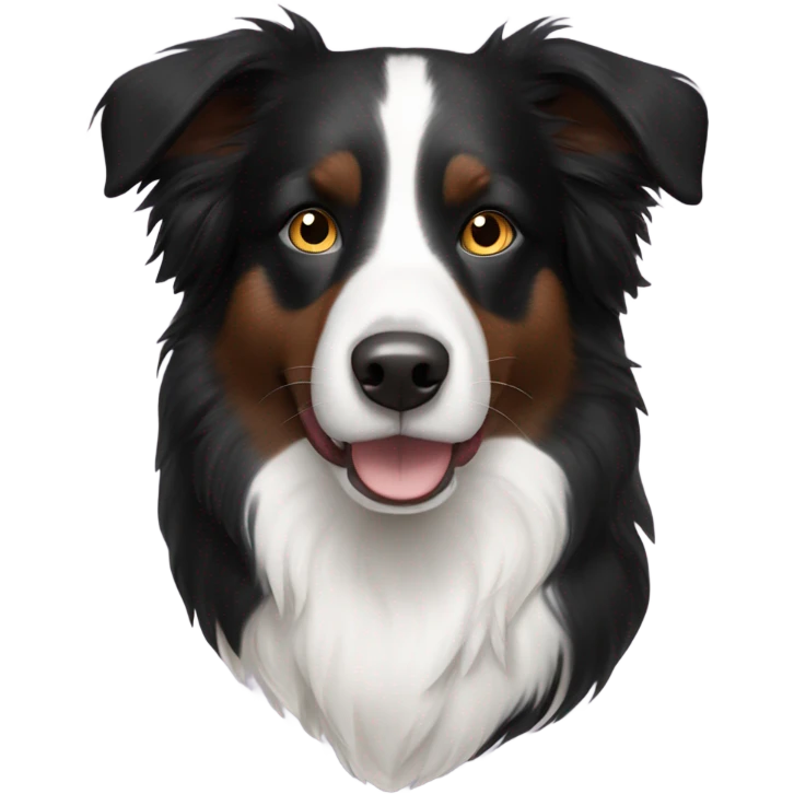 black and white border collie with brown eyes emoji