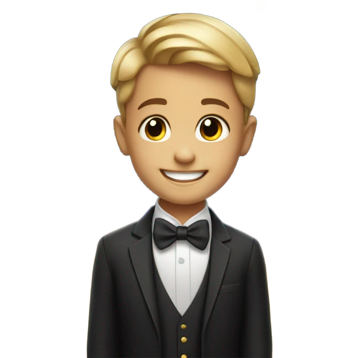 smiling boy in formal attire fireworks  emoji