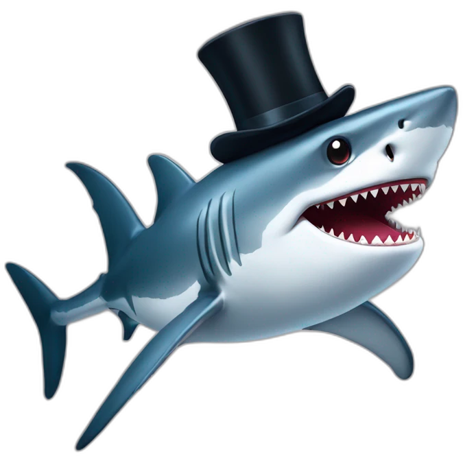 Shark with a top hat emoji
