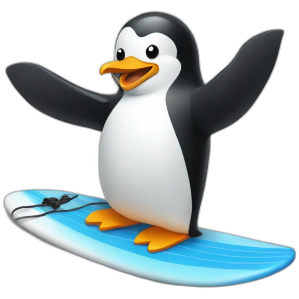 un pinguin qui fait du surf emoji