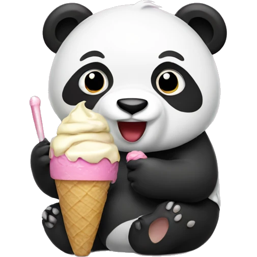 Panda eating ice cream emoji