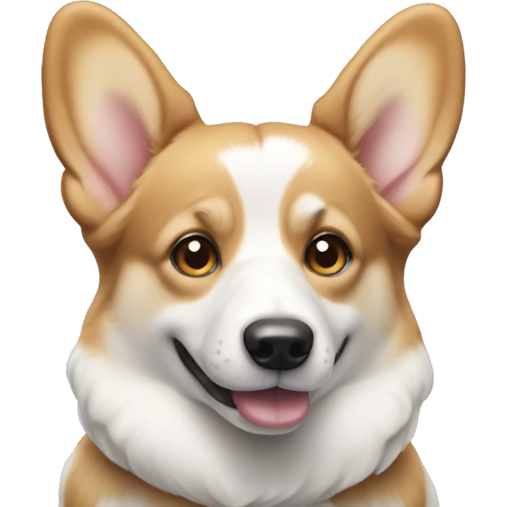 tan and white corgi with icey blue eyes and pointy ears emoji