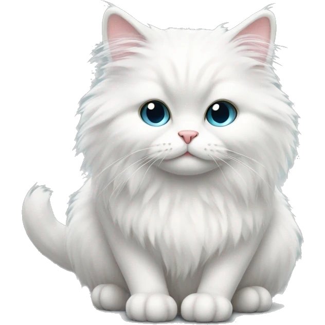 White fluffy cat sitting down  emoji