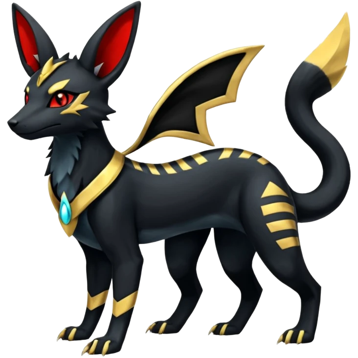 Shiny 4-legged Umbreon-Anubis-Salandit-Zeraora-fusion, full body emoji