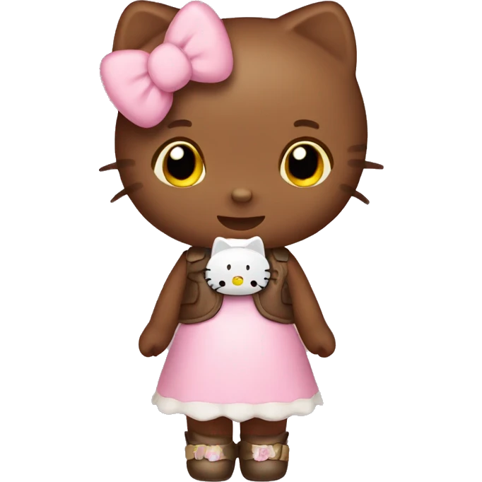 Hello kitty with brown hello kitty emoji