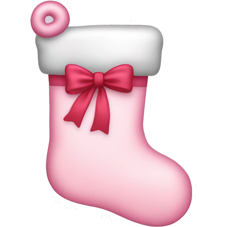  light pink Christmas stocking with bow emoji