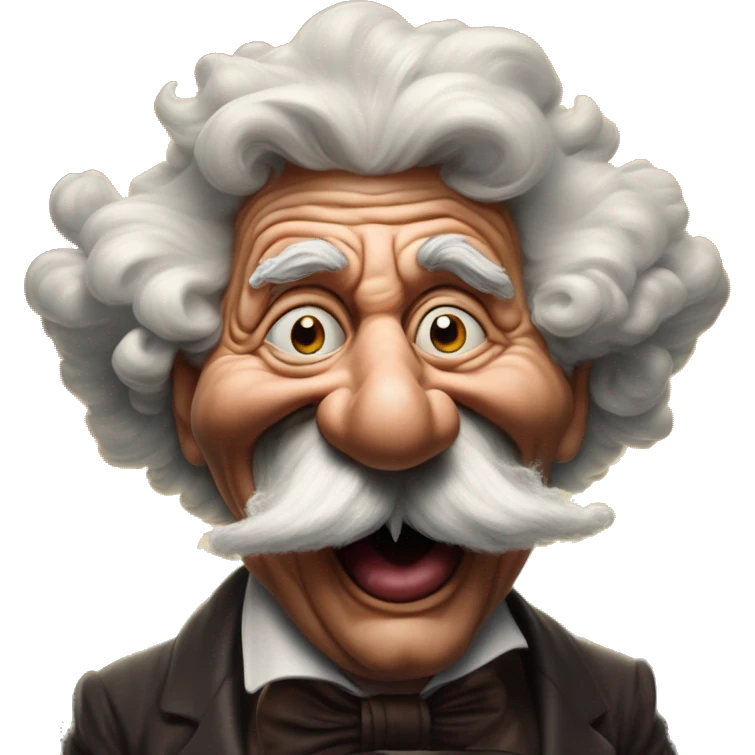 Laughing mushroom cloud Einstein in Uncle Scrooge style, oil paint, mysterious eyes, intricate lips, masterpiece pose, odd perspective, beautiful, desirable, logical emoji