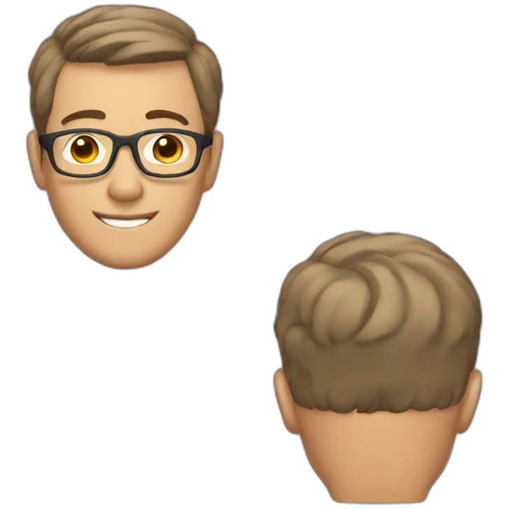 mature man with short brown hair styled without parting and glasses emoji