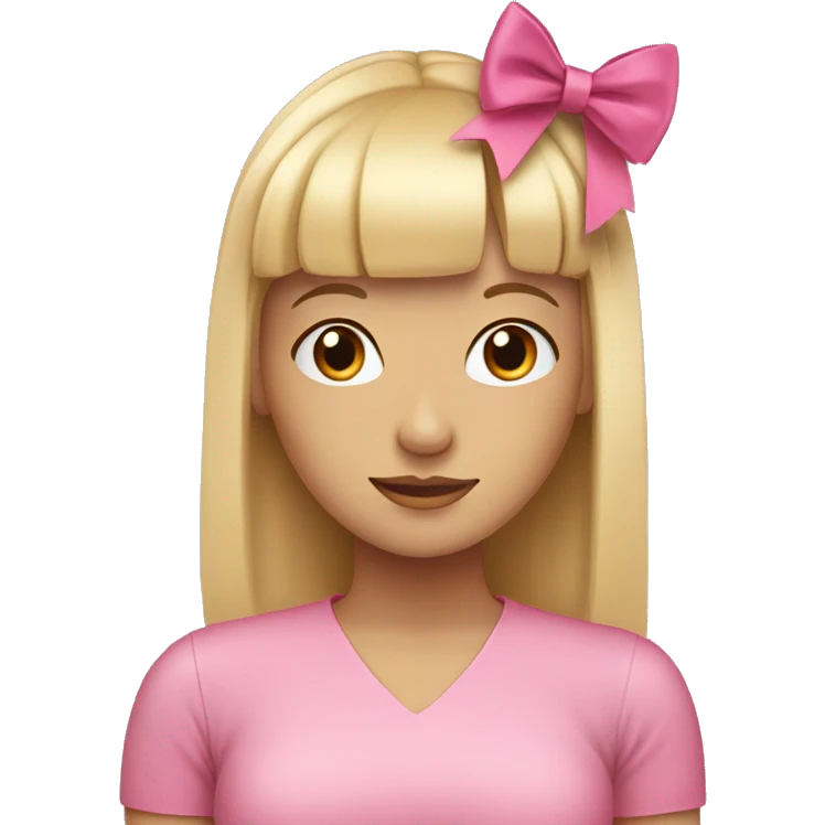 blonde girl with bangs and a pink bow in back of her head emoji