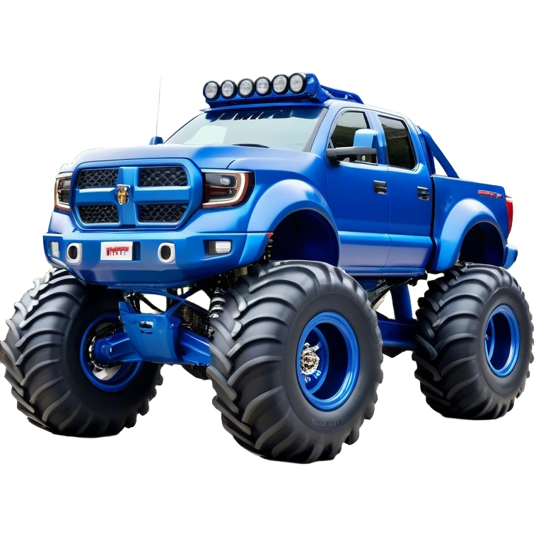 Bigfoot - Bigfoot 4x4 (Model Year: 2022) (Iconic colour: Blue) - An oversized, rugged monster truck with bold, aggressive lines painted in a striking blue. Focus on massive, rugged tires and a muscular chassis that exudes raw power and an urban legend feel. emoji