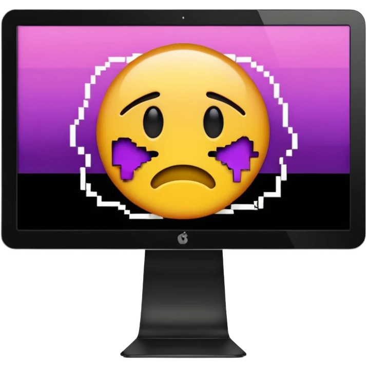 make a computer screen with a error emoji no face like a glitch emoji