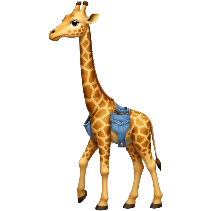 anthropomorphised giraffe wearing jeans and a t-shirt, walking upright emoji