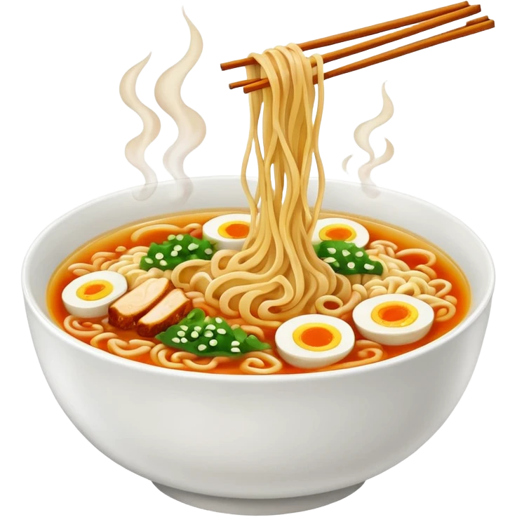 smoking hot ramen, smoking coming through it emoji