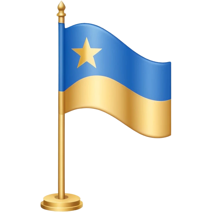 Make a golden and blue colour of flag and add a T letter in middle , makes like a country flag and made shiby emoji