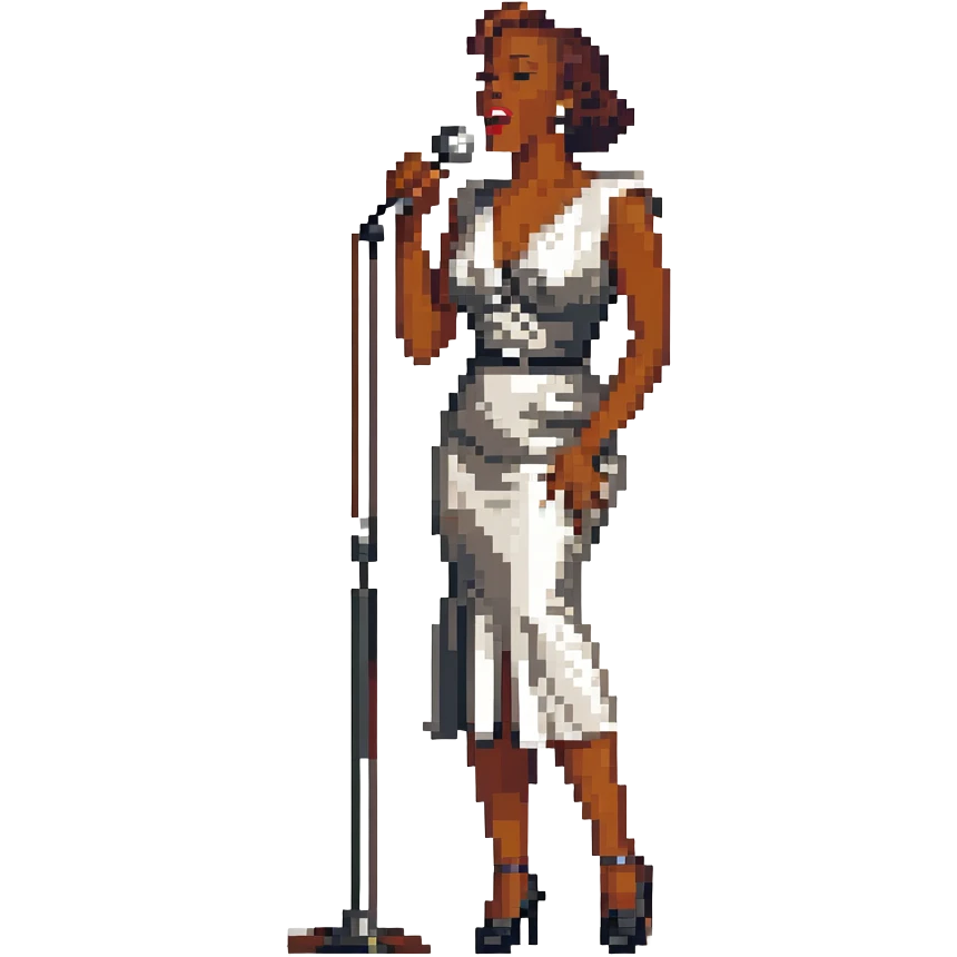 black jazz singer performing on stage, 1940s style emoji