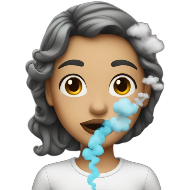 girl with smoke on her mouth emoji