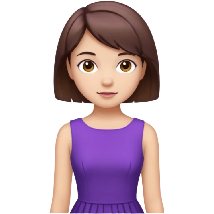 Purple dress girl and short brown hair cute emoji
