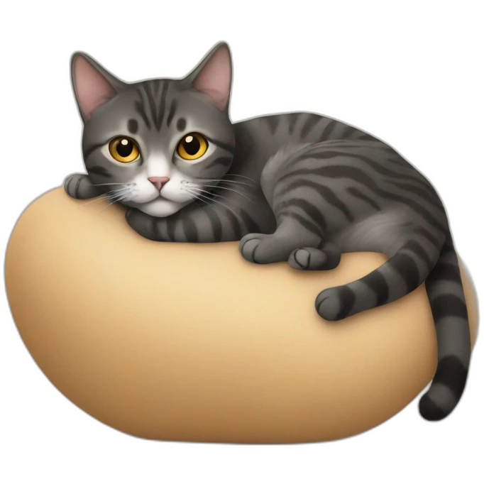 a cat lying, on a human emoji