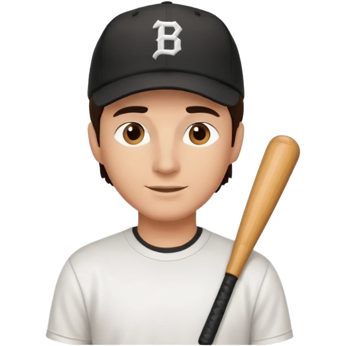 Male brunette movie producer black baseball hat white tshirt  emoji