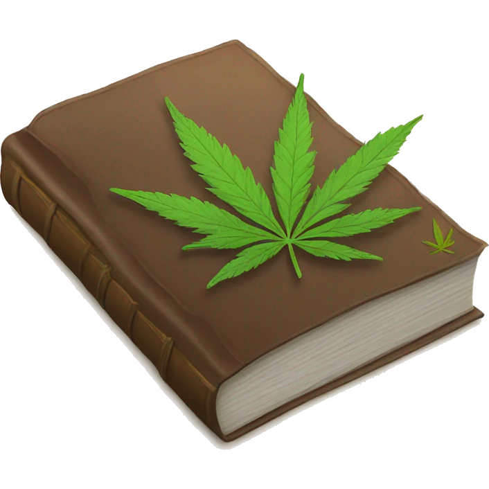 closed book with a weed leaf on top of it emoji