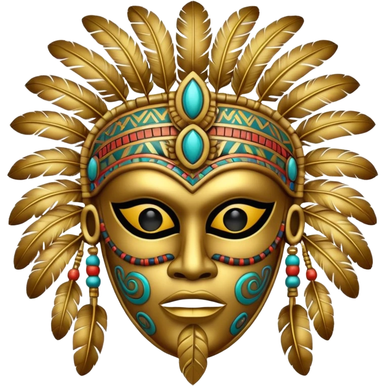Tribal Feathery Voodoo Gold Aztec Mask  emoji