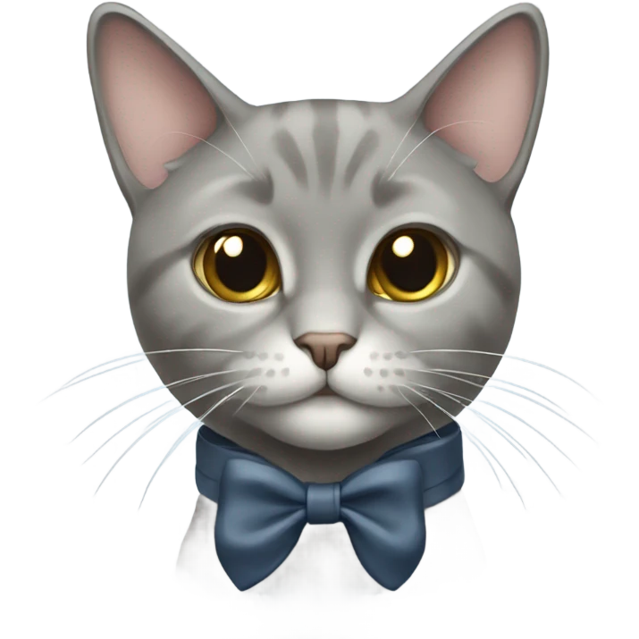 Gray Russian cat wearing a bow  emoji