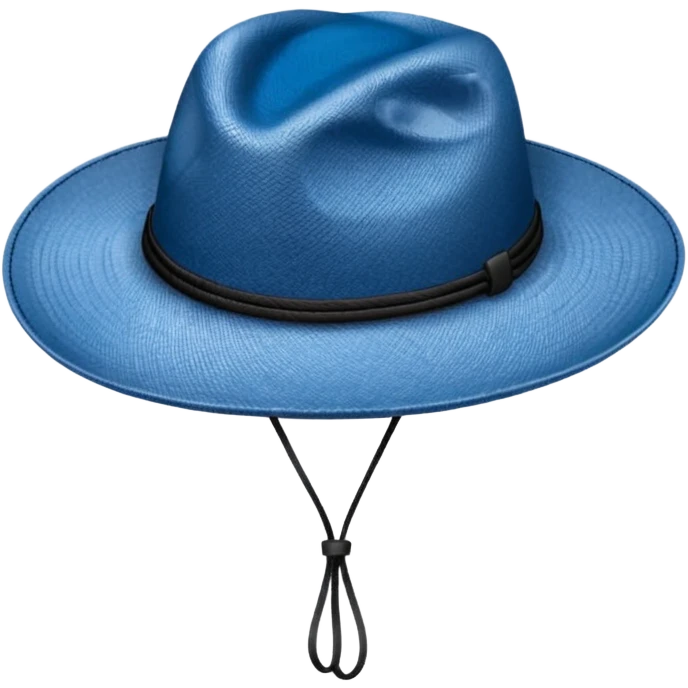 Панама синего цвета. Материал панамы: джинса. У панамы есть черные шнурки. emoji