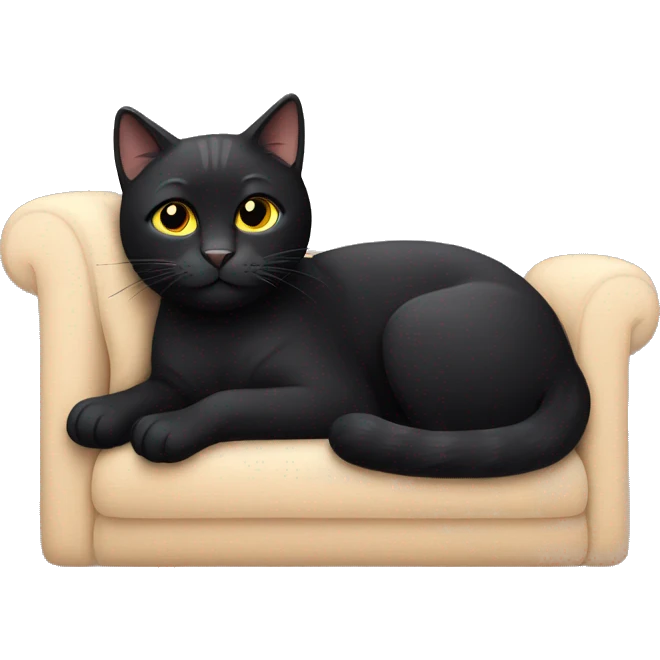 black cat lounging peacefully emoji
