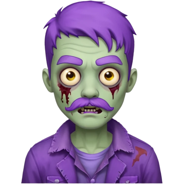 young zombie with purple mustache emoji