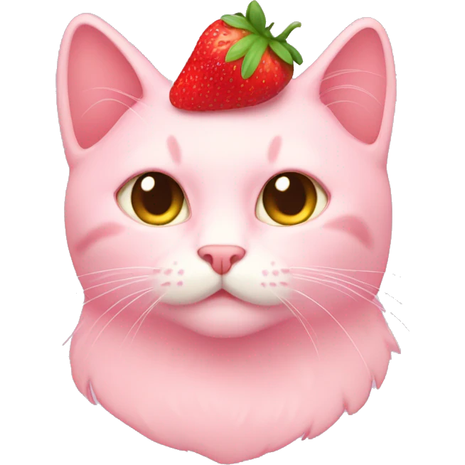 light pink cat with strawberry emoji