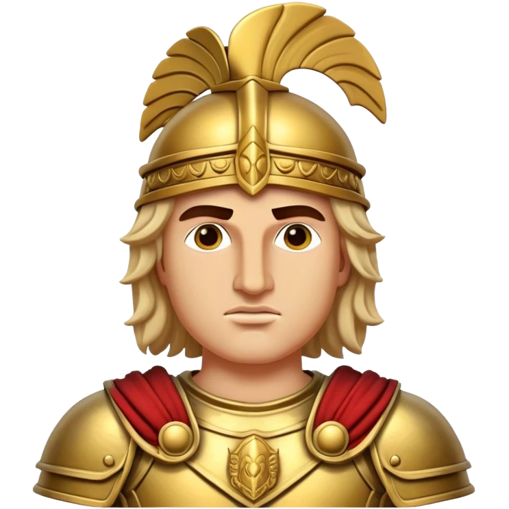 Cinematic Realistic Alexander the Great Portrait Emoji, depicted as a bold, charismatic ancient conqueror in regal armor with a commanding gaze, rendered with lifelike textures and dramatic heroic lighting that captures his legendary ambition. emoji