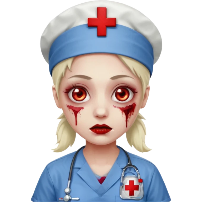 Zombie nurse in scrubs, red cross hat emoji