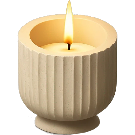 candle in beige concrete ridged vessel emoji