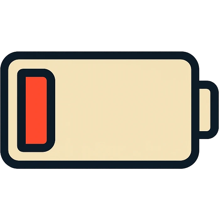 Low battery icon showing 10% power remaining emoji