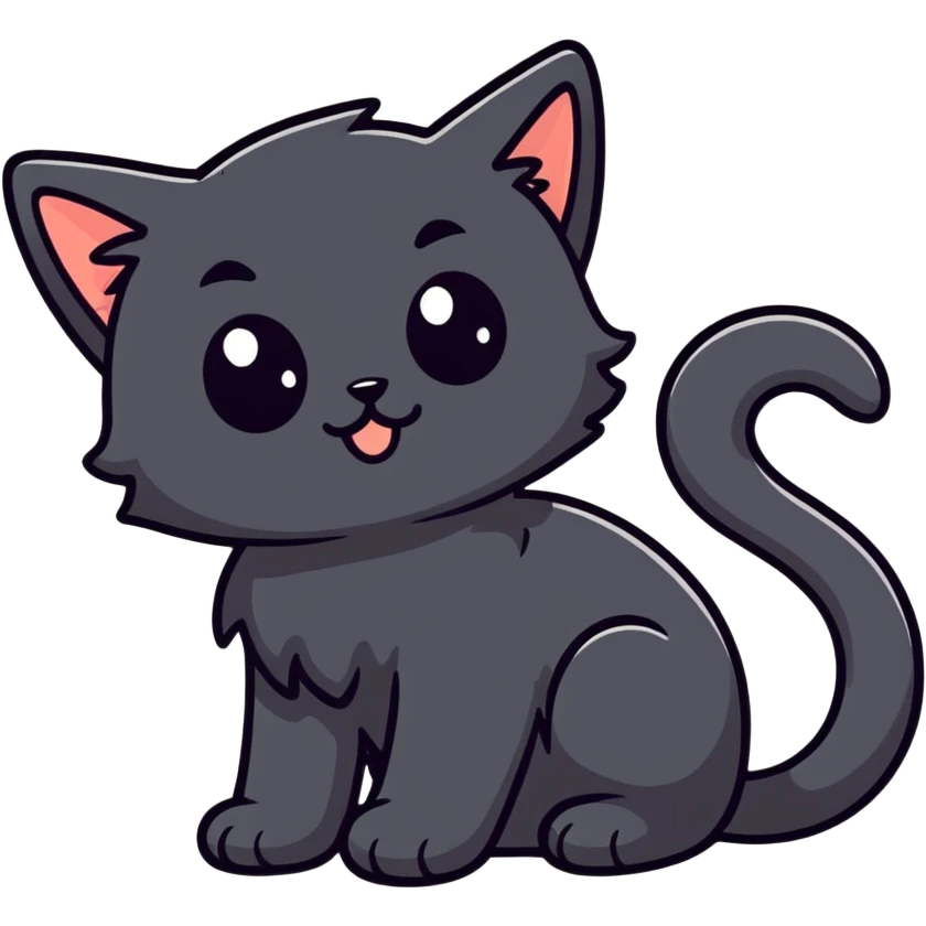 Cute long hair black kitten  emoji