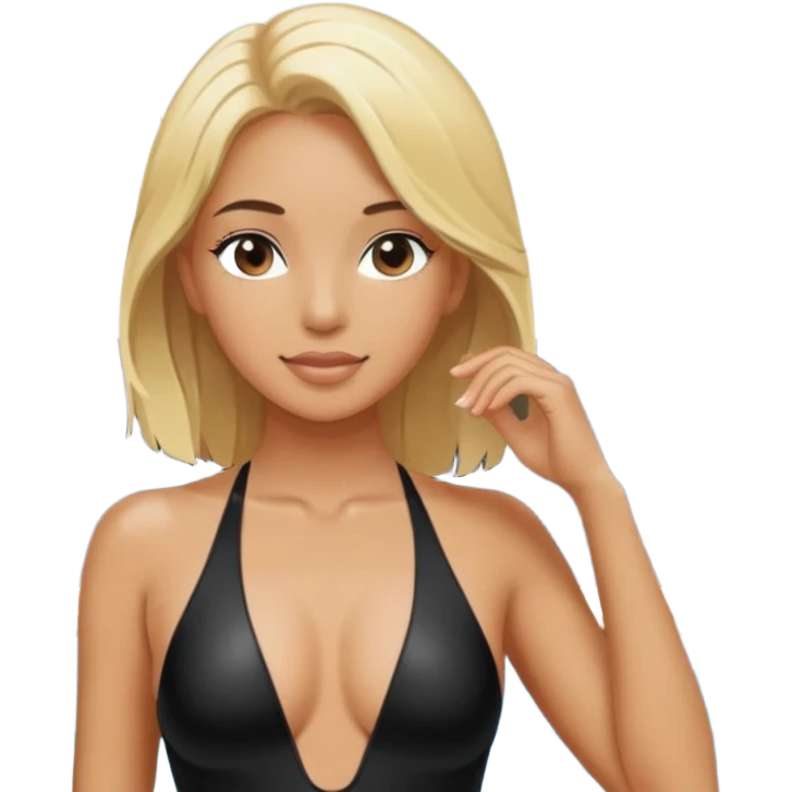 Mujer con pileta negra y pelo rubio emoji