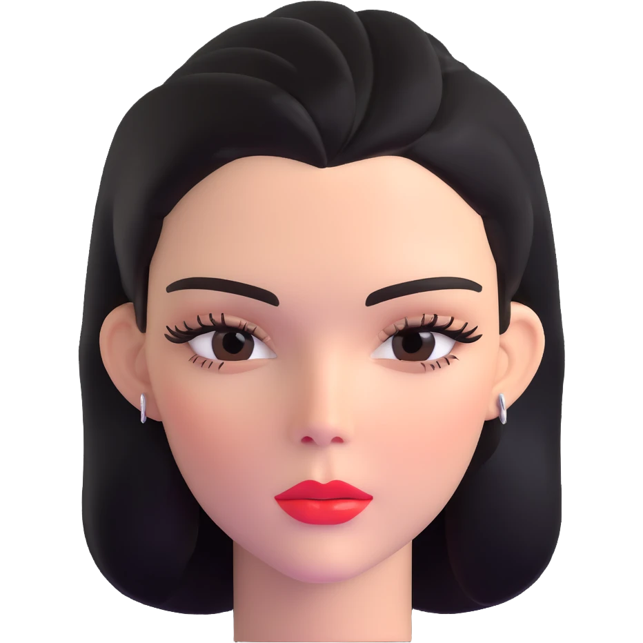 Kendall Jenner, supermodel, longer face shape, shiny glossy lips with lipgloss emoji