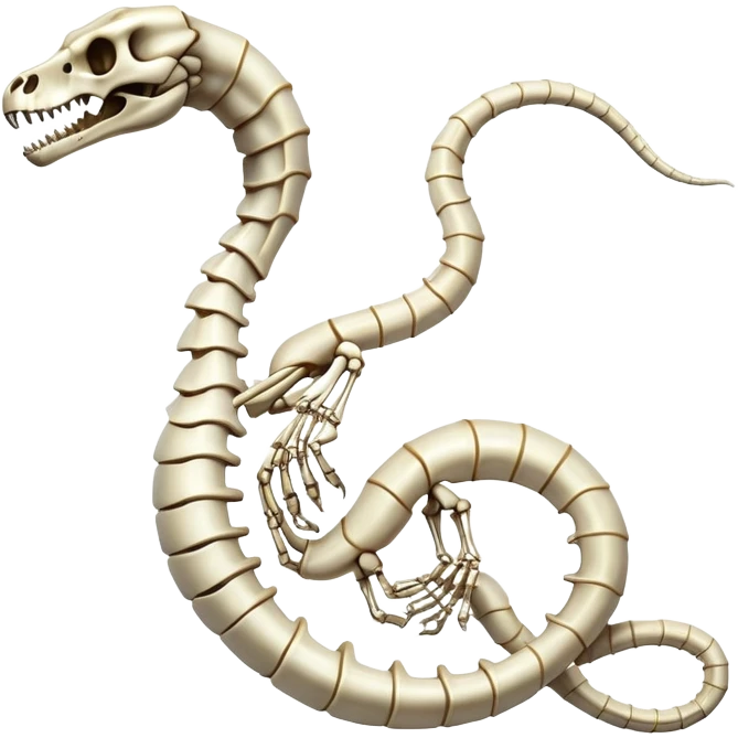 An epic shiny cool edgy skeletal bone serpent, full body emoji