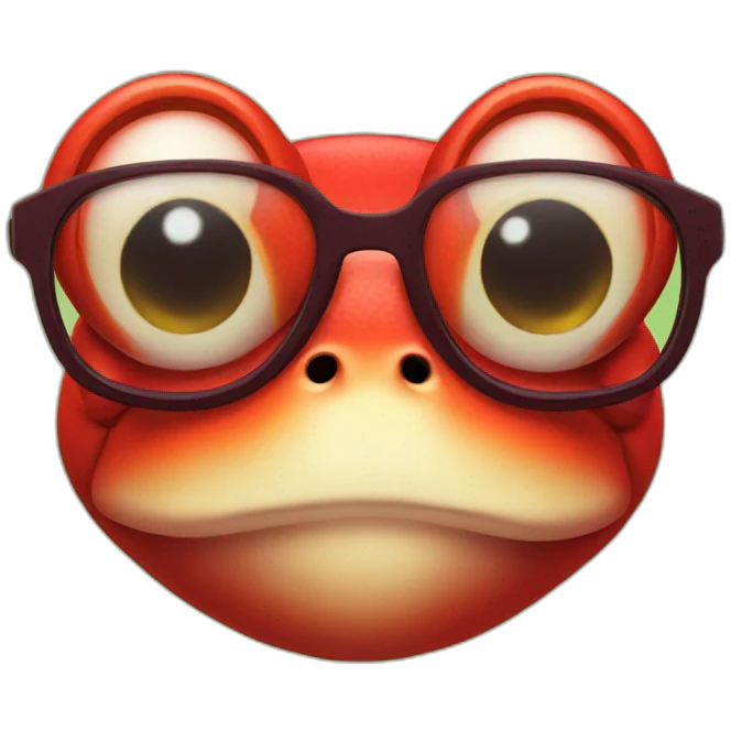 Red frog with glasses emoji
