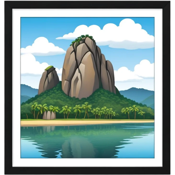 cinematic-realistic-guatapé-rock-emoji colombia in a picture frame emoji
