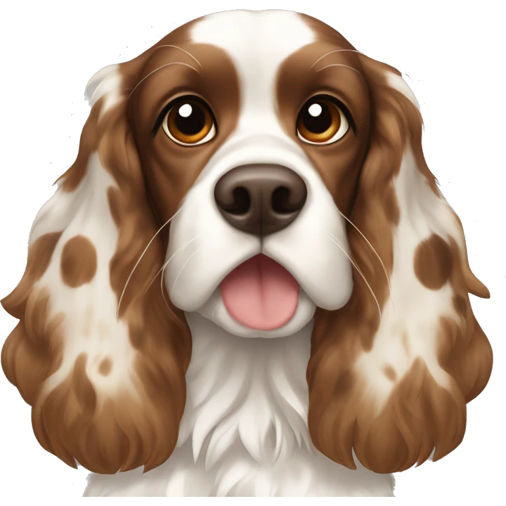 Brown and white spotted Cocker spaniel with a Mohawk  emoji